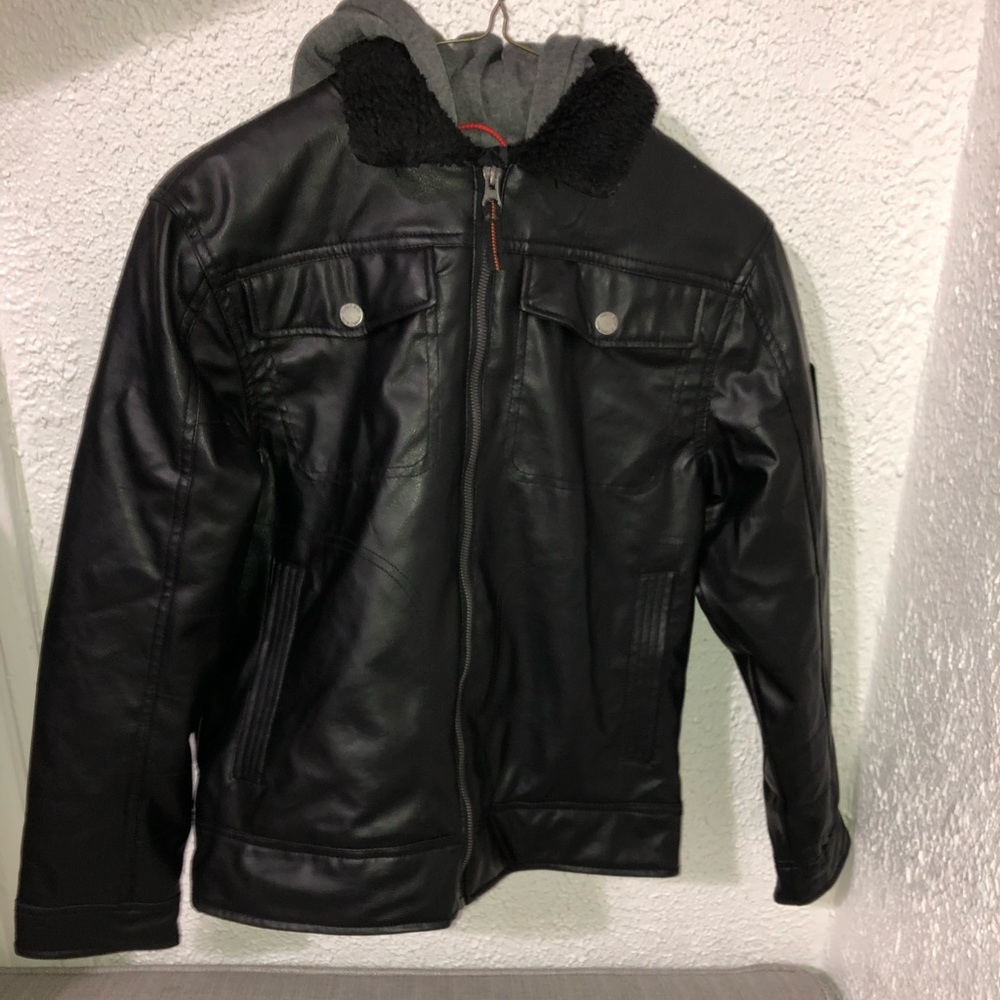 Hawke & Co Boys Leather Jacket with hood
